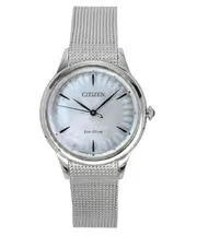 Citizen L Stainless Steel Mother Of Pearl Dial Eco-Drive EM1150-86D Ladies Watch