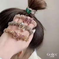 在飛比找momo購物網優惠-【Golicc】韓版 時尚 水晶 髮圈(髮飾 頭飾 髮帶 髮