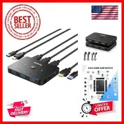 4K@60Hz HDMI KVM Switch for 2 Computers, 1 Monitor - USB Selector with 4 USB ...