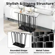 Elegant Faux Marble Console Table with Oval Metal Frame, 100 x 30 cm