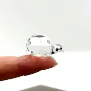 [Sansukjai] Rare Ladybug Tiny Micro Crystal Figurines Hand Blown Clear Glass Art Animals Collectible Gift Home Decor