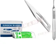 (Lot of 100) Scalpel Blades #11 with #3 Metal Handle Suitable for Dermaplaning