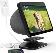 HomeMount Adjustable Charging Station for Echo Show 8 (3rd) with USB-C and USB Charging Port, Tilt Charging Stand with Strong Magnetic for Charge Your Cellphones and Earbuds or Smart Watchs (Black)