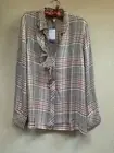 J.Jill Women's Large Glen Check Plaid Ruffled Button-Front Blouse Top New $89