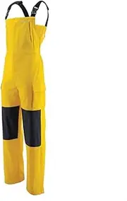 Caterpillar Longshore Waterproof Rain Bib Overalls for Men Featuring Welded Seams, Full-Front Zip Closure, and Zip Pockets, Yellow - Medium/32L
