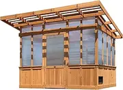 Backyard Discovery Poppy 3.3m x 2.2m Cedar Wood and Polycarbonate Walk-in Outdoor Greenhouse Kit with PowerPort