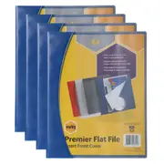 4PK Marbig Premier A4 Flat File Folder w/ Insert Cover Document Paper Holder BLU