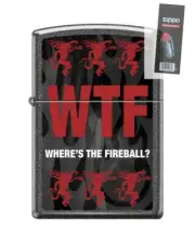 Zippo 0043 Fireball Whisky WTF Ironstone Finish Lighter + FLINT PACK