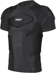 [DGYAO] Padded Comprssion T, Mens Rugby Safe Guard Top for Chest Rib Shoulder Protector