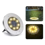 8Pcs Inground Solar Garden Light 8 LED Buried Recessed Outdoor Deck Path Warm White