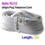 White 1M 6P6C ADSL Telephone Cord Cable RJ11 / RJ12 Made in Australia Straight