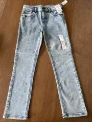 Wonder Nation Jeans Boys 10 Slim Acid Wash Light blue Denim Adjustable Waist NEW
