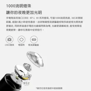 現貨 極蜂強光變焦手電筒 露營手電筒1000流明 無級變焦設計 六檔模式一鍵切換的手電筒 (6.4折)