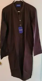 Pakistani Kurta Men's Stitched Embroidery Dark Brown Size: L from Alishan