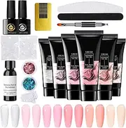 Nail Glue Gel - Building Gel Base Coat Glue Set - Multifunctional Fingernail Polish Base Tips Art for Professionals Beginners Enthusiasts