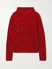 [Aztech Mountain] Aztech Mountain - + Ed Curtis Jacquard-knit Hoodie - Red - x small x small Red