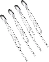 UTHCLO 4-Piece Stainless Steel Crab Fork Spoon Set Seafood Tool Set Dual Purpose Fork for Crabs Shrimp Lobster Oysters for Occasions