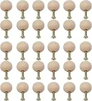 30 Pcs Unfinished Wood Ball Knobs Pulls Handles Round Wood Knobs Cabinet Doors Unfinished Wooden Ball Knobs for Kitchen Cabinet Knobs Drawer Knobs Dresser Knobs Gnome Noses and Crafts