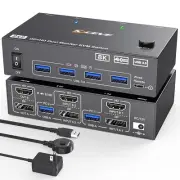 8K Dual Monitor KVM Switch Supports 8K@60Hz/4K@144Hz DisplayPort & HDMI Share 2
