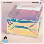 SNOWOY1透明購物袋,PVC圓形手柄透明手提袋,高品質透明方形手柄防水收納袋