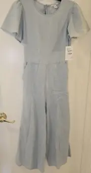 Norstrom Juniors Girls Blue Wash Jumpsuit- Size Xl 14/16-Pockets-Wide Legs-Retro