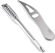 Mikinona Set of 2 Fish Scales Scrapers Manual Stainless Steel Fish Skin Remover Kitchen Scraper Fast Safe