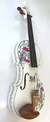 Butterfly Dream II White Violin w/Greca B stock w Bow Rosin Strings Case