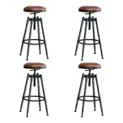 Set of 4 Rustic Industrial Bar Stool Kitchen Counter Swivel BarStools