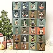 Christmas Dog Advent Calendar | Reusable Dog Advent Calendar with 24 Drawers | Countdown Christmas Empty Refillable Advent Calendar to Fill