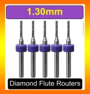 1.30mm .051" Router Bit Carbide Diamond Flutes 5 PCS G10 FR4 PCB CNC 1.3mm R126