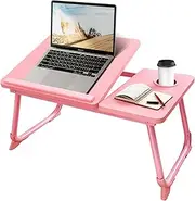 CloudTrip Laptop Desk for Bed or Couch, Lap Desk, Woking in Bed Desk, Home Office Desks, Breakfast Tray, Desk with Cup Holder, Watching Movies in Bed, Laptop Stand for Bed, Fordable Legs Desk (Pink)