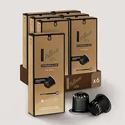 Vittoria Coffee Espresso Black 100% Arabica, 60 Nespresso Compatible Capsules - (6 Packs x 10 Pods)