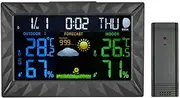 Multi-Functional Wireless Color LCD Digital Clock Indoor Outdoor Thermometer Hygrometer Barometer Weather Forecast with Alarm Snooze Moon Phase Perpetual Calendar Function AC230~240V