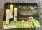 Halloween Spooky Floating Spider Candles That Flicker & Glow Set Off 3 NIB