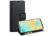 For Samsung Galaxy S24 FE Case, Hanman Wallet Leather Flip Magnetic Stand Case Cover (Black)