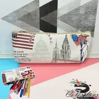 在飛比找博客來優惠-【卡樂熊】英倫風多用途造型收納包/筆帶(六款)- 美國國旗