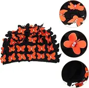 minkissy Three-Dimensional Butterfly Flower Plus Swim Cap for Long Hair Women Swimming Cap Swim Cap for Women Bobble Wallaroo Pool Swimsuit Swim Hat Swan Swimmer Woman Swimwear Nylon
