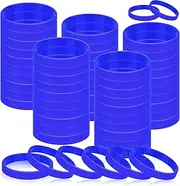 MATEPLUS 100 Pcs Blank Silicone Wristbands, Graduation Elastic Bracelet Bulk Rubber Bracelets For Men Women And Teens-Blue, Small, Polyester, no gemstone