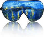 ECHOLLY Van Gogh Sleep Eye Mask-Perfect Light Blockout Comfort Soft Eye Mask for Women Men-100% Silk Eye Mask 1 Pair of Ear Plugs Eye Mask for Sleeping with Pouch for Travelling (Rhone Night)