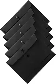 TEHAUX Black Paper Document Bag A4 Size Letter Envelope Vintage Organizer Portfolio Case Document Folder for Office and Business
