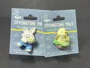 Lot of 2 RUSS Springtime Pals EASTER Pins Chick & Bunny Rabbit
