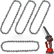 4 Pieces 6 inches Mini Chainsaw Chains, Set of 4, 6'' Cordless Chainsaw Blade Chain Replacement for Tree Trimming, Courtyard, Patio, Gardening Electric Saw, Power Tool Replacing Parts, 4 Pieces