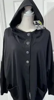 New NWT CATHERINE Malandrino Design Nation Black Dolman Swing Hoodie M Medium