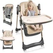 High Chairs for Babies and Toddlers with 360 Degree Rotatable Wheels，6 in 1/3 in 1 Foldable and Portable Children's High Chair，Suitable for Babies of All Ages to Grow Up (AB010009-3 Grey)