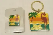 NEW OLD STOCK BRASS VINTAGE BUD LIGHT BUDWEISER KEY CHAIN & HAT PIN