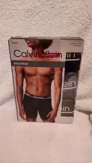 Calvin Klein Microfiber Long Boxer Brief 3 pack Size S Black / Gray NIB