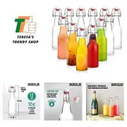 12oz Flip Top Clear Glass Beer Bottles for Home Brewing - Set of 12 with Flip...