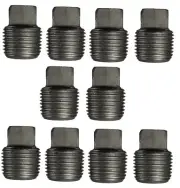 (10 Pack) 1/8" NPT Male Square Head Pipe Plug | Black Malleable Iron Fitting