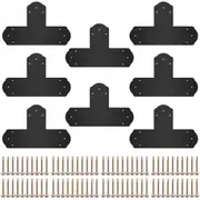 VEVOR Black T Mending Plate T-shape 8 PCs 6" Flat Connector Post to Beam Bracket