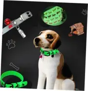 Glow in The Dark Dog Collar with Bell,Self-Lighting Dog Collar Light up Puppy